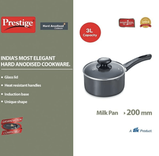 Prestige Aluminium Milk Pan, 2.25 Litres/18cm, Black - Image 3